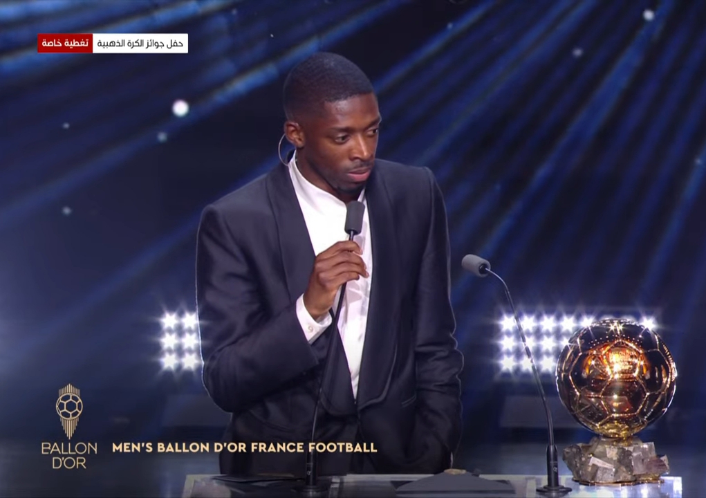 You are currently viewing فاز عثمان ديمبيلي بجائزة الكرة الذهبية المقدمة من فرانس فوتبول لعام 2025